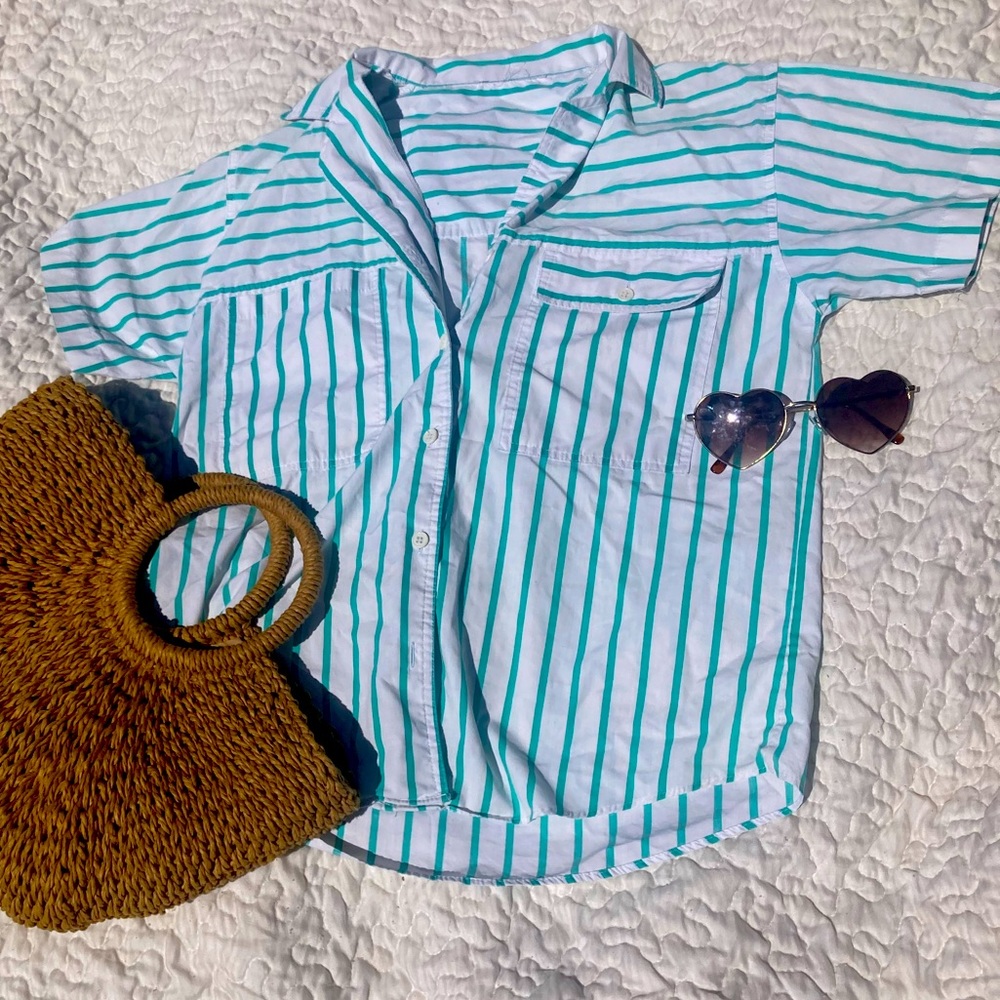 Striped Short Sleeve Button Down